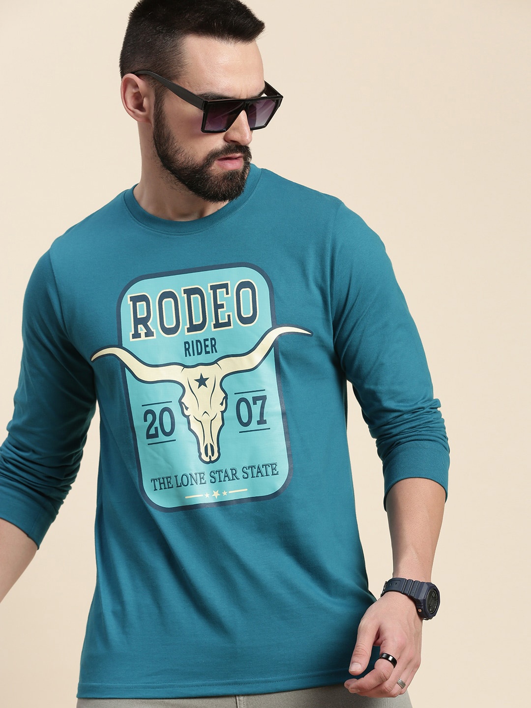 

DILLINGER Graphic Printed Round Neck Pure Cotton T-shirt, Blue