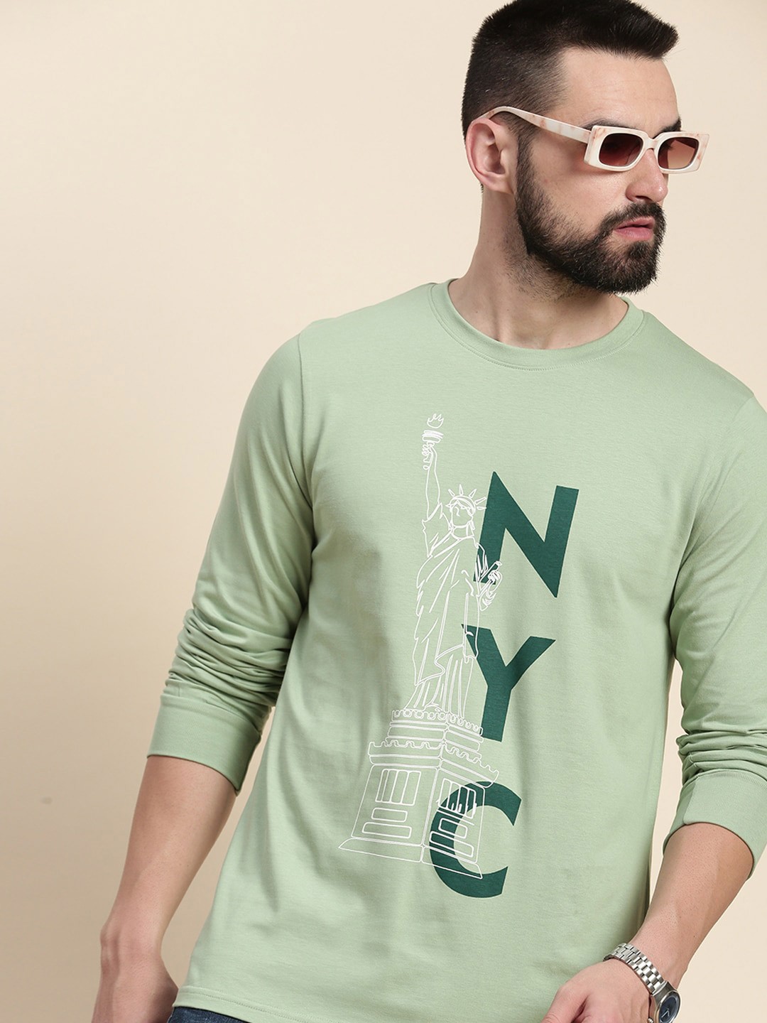 

DILLINGER Graphic Printed Round Neck Pure Cotton T-shirt, Green