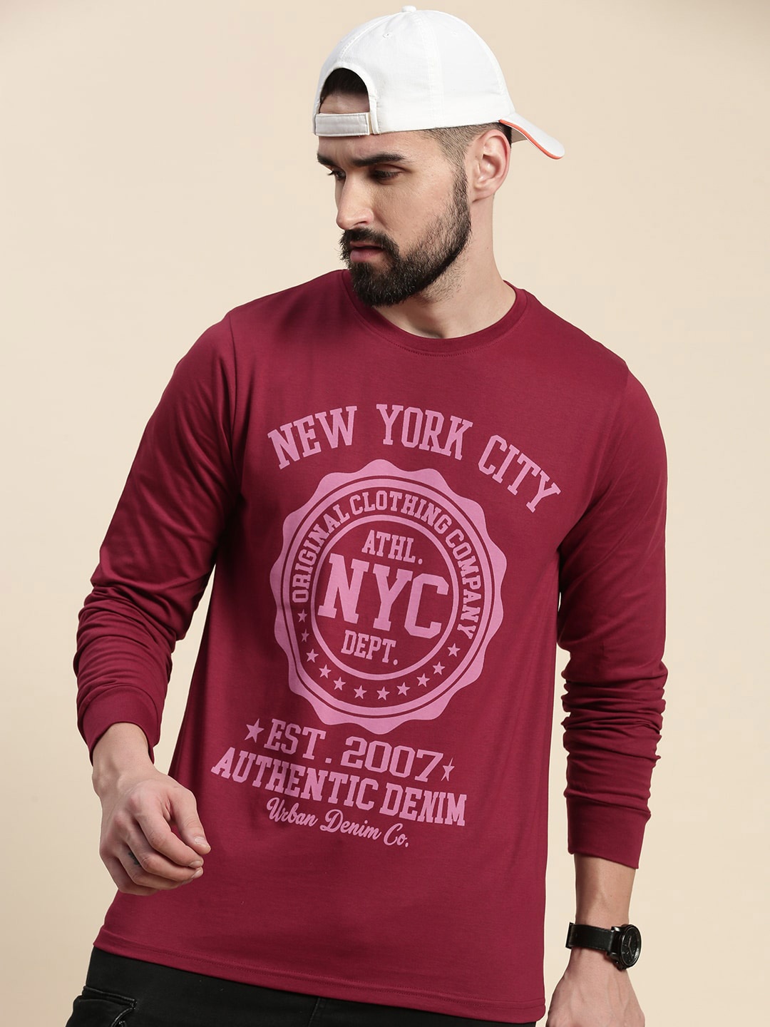 

DILLINGER Typographic Printed Pure Cotton T-shirt, Maroon