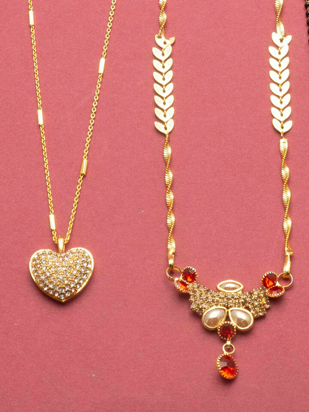 

Ramdev Art Fashion Jwellery Set of 4 Gold Plated Mangalsutra