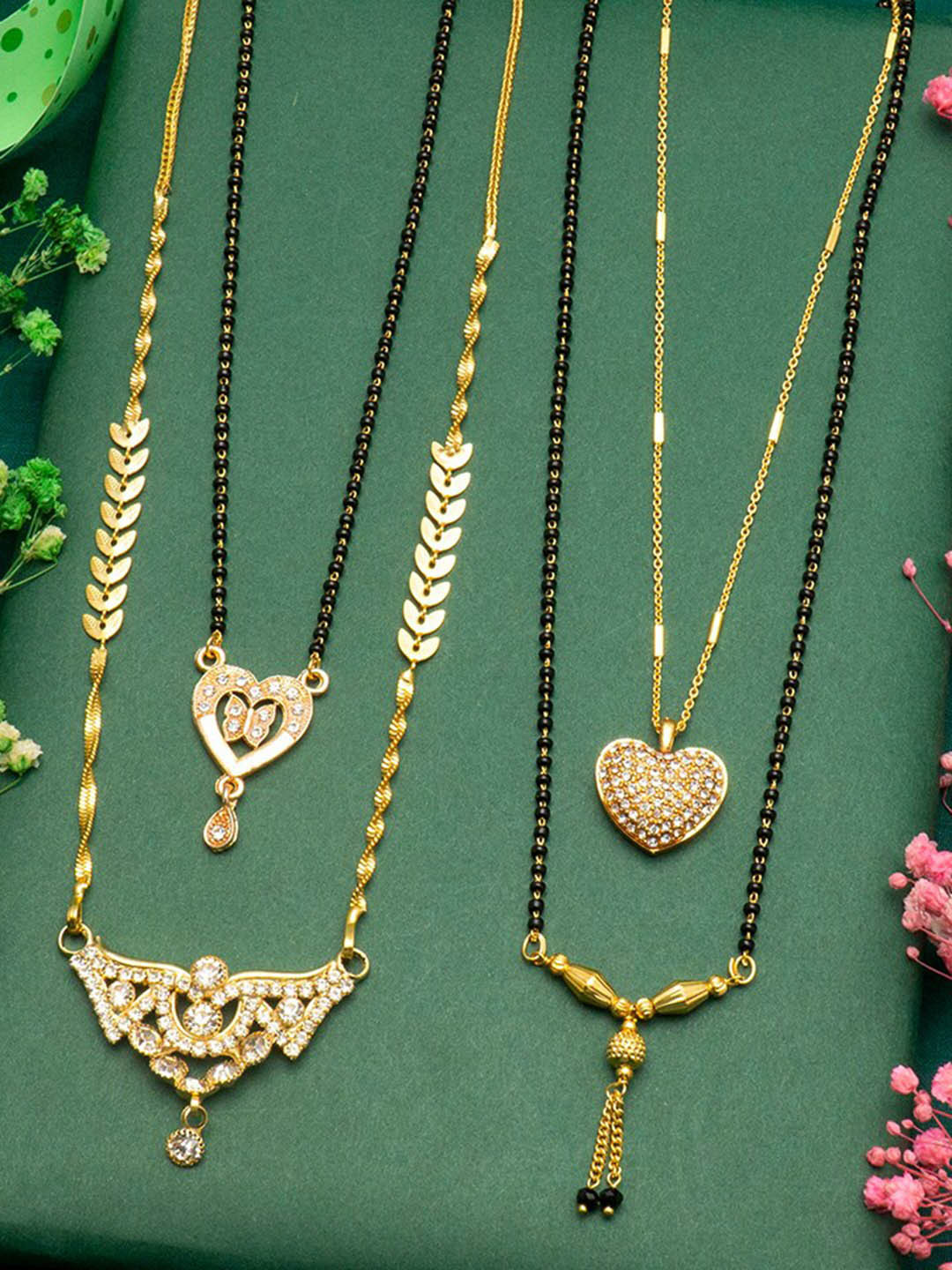 

Ramdev Art Fashion Jwellery Set of 4 Gold Plated Mangalsutra