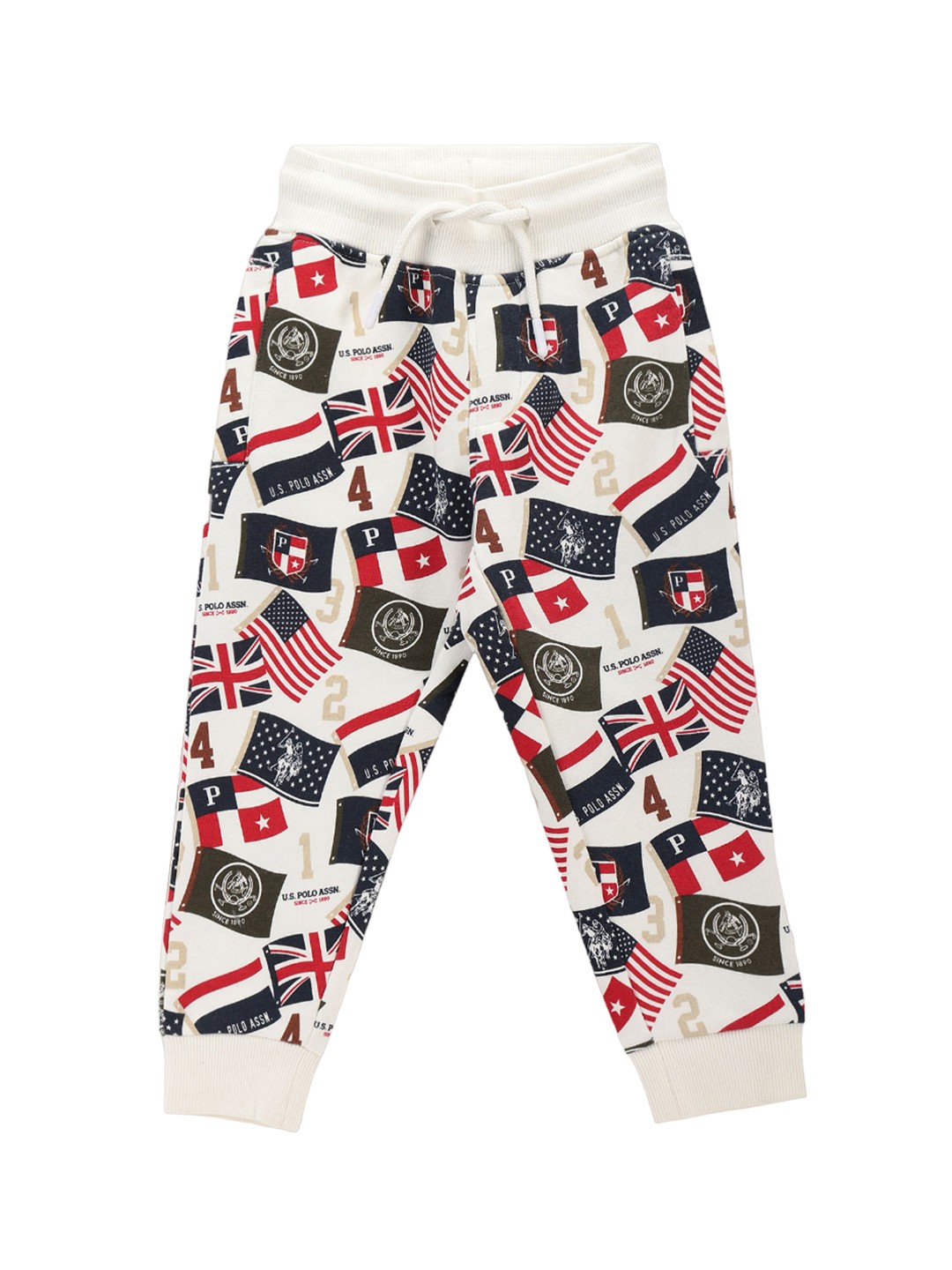

U.S. Polo Assn. Kids Boys Graphic Printed Cotton Joggers, White