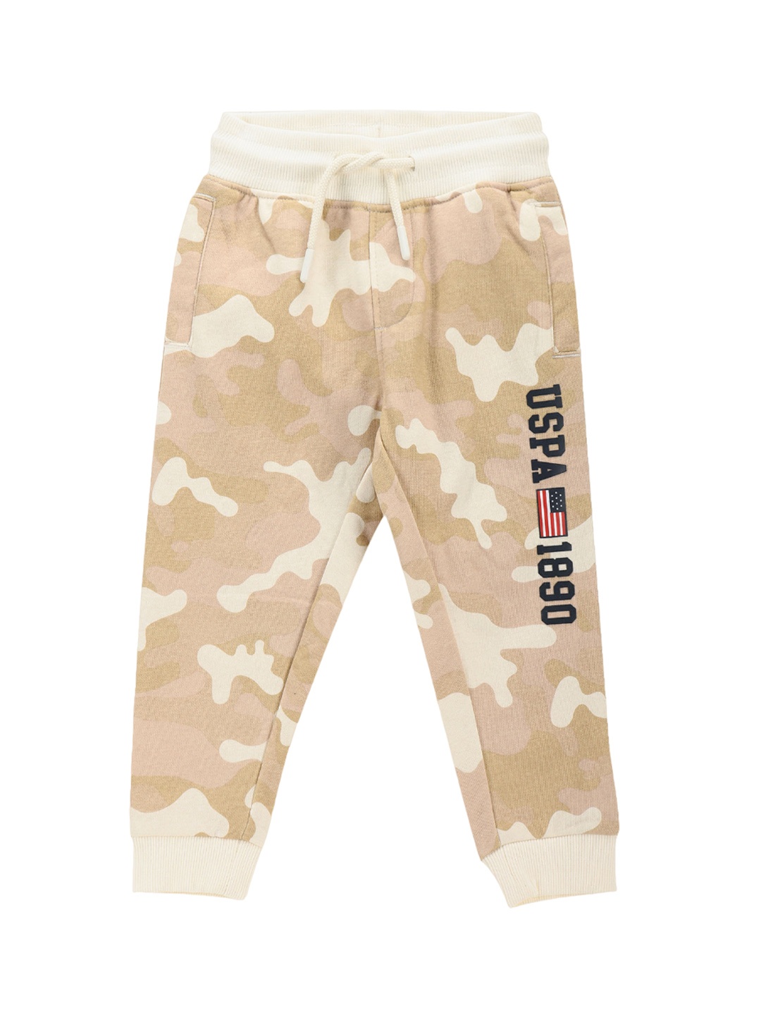 

U.S. Polo Assn. Kids Boys Camouflage Printed Cotton Joggers, Beige