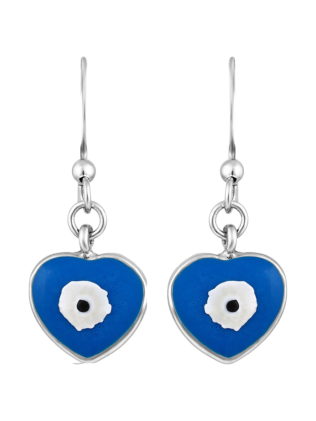 

Mahi Meenakari Work Evil Eye and Heart Dangle Earrings, Silver