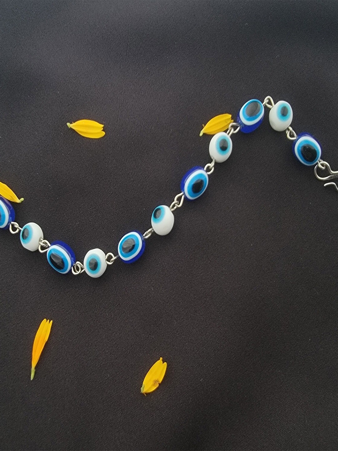 

Mahi Rhodium-Plated Evil Eye Beaded Wraparound Bracelet, Blue