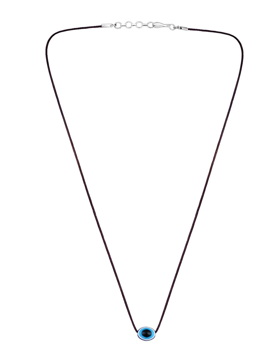 

Mahi Rhodium-Plated Evil Eye Pendant with Chain, Blue