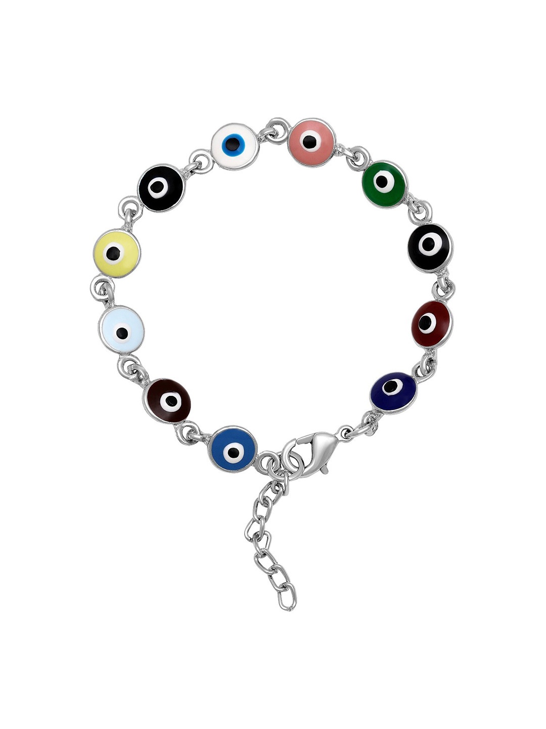 

Mahi Meena Enamel Evil Eye Nazariya Bracelet, Silver