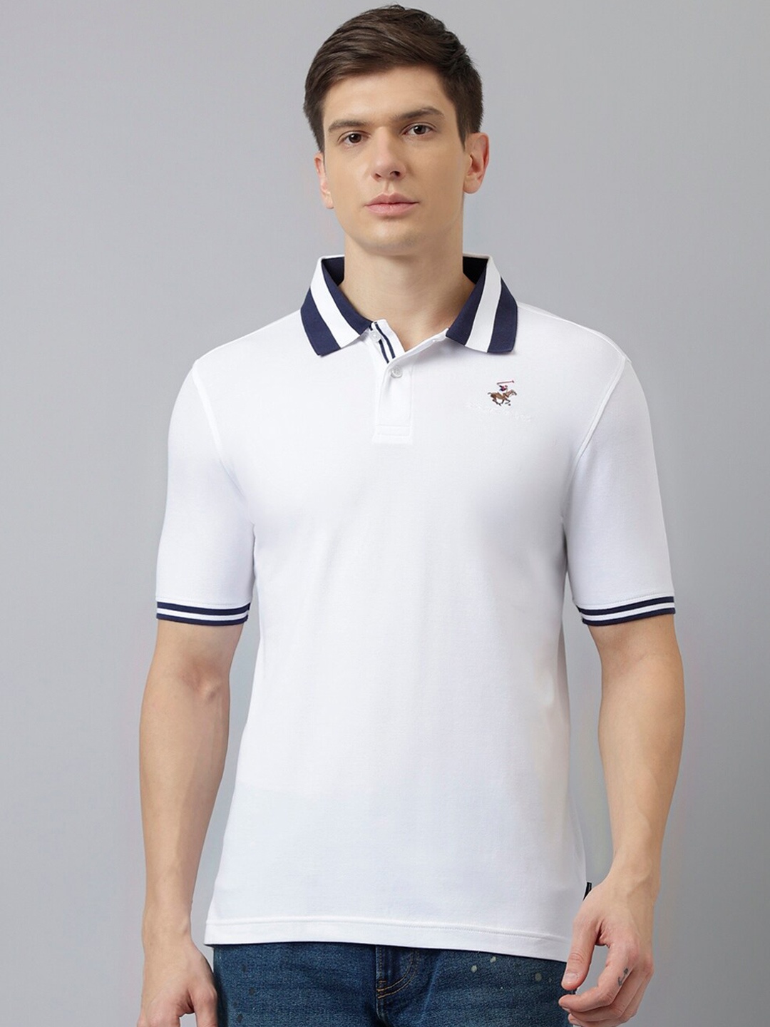 

Beverly Hills Polo Club Polo Collar Cotton T-shirt, White