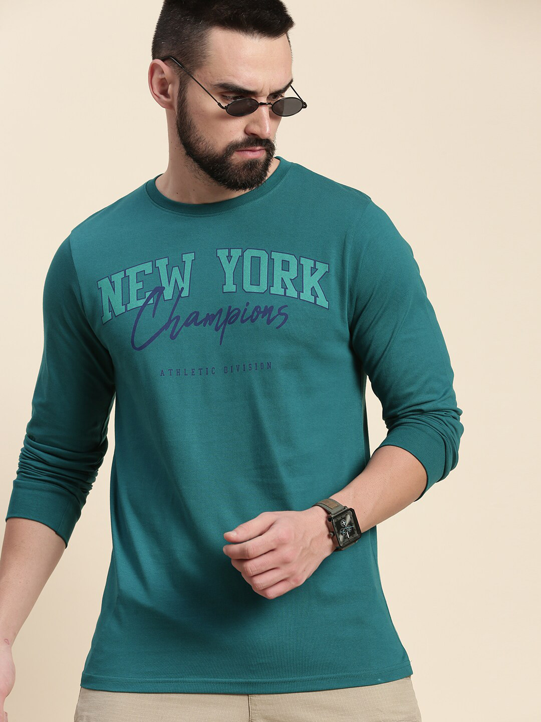 

DILLINGER Typography Printed Round Neck Cotton Regular T-shirt, Green