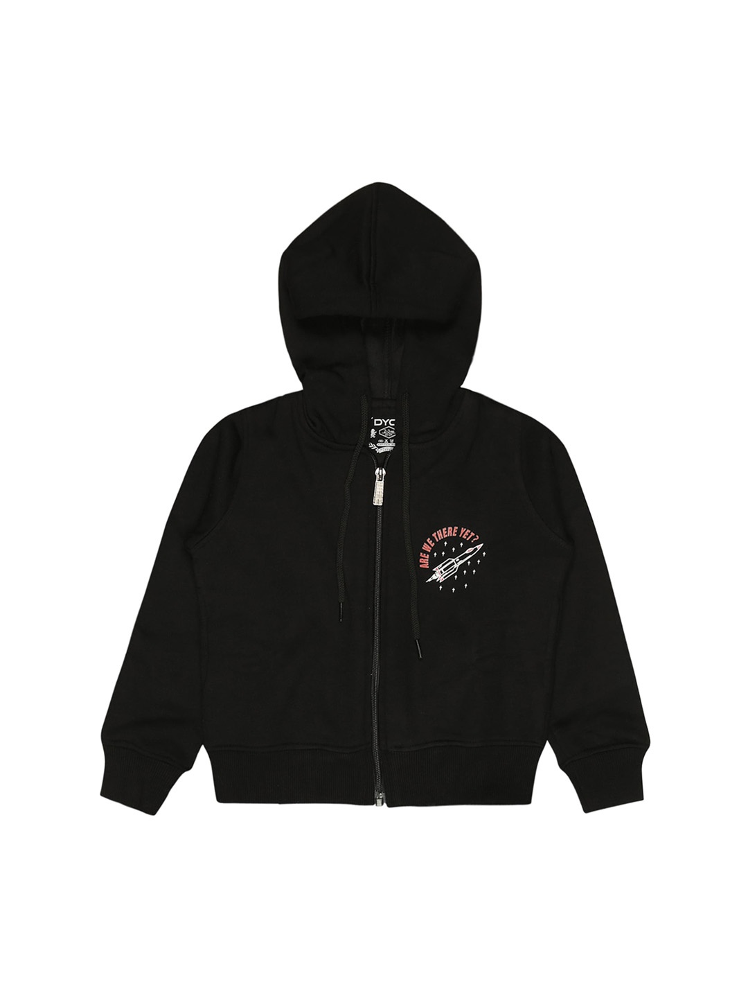 

DYCA Boys Typography Printed Hooded Long Sleeves Fleece Bomber Jacket, Black