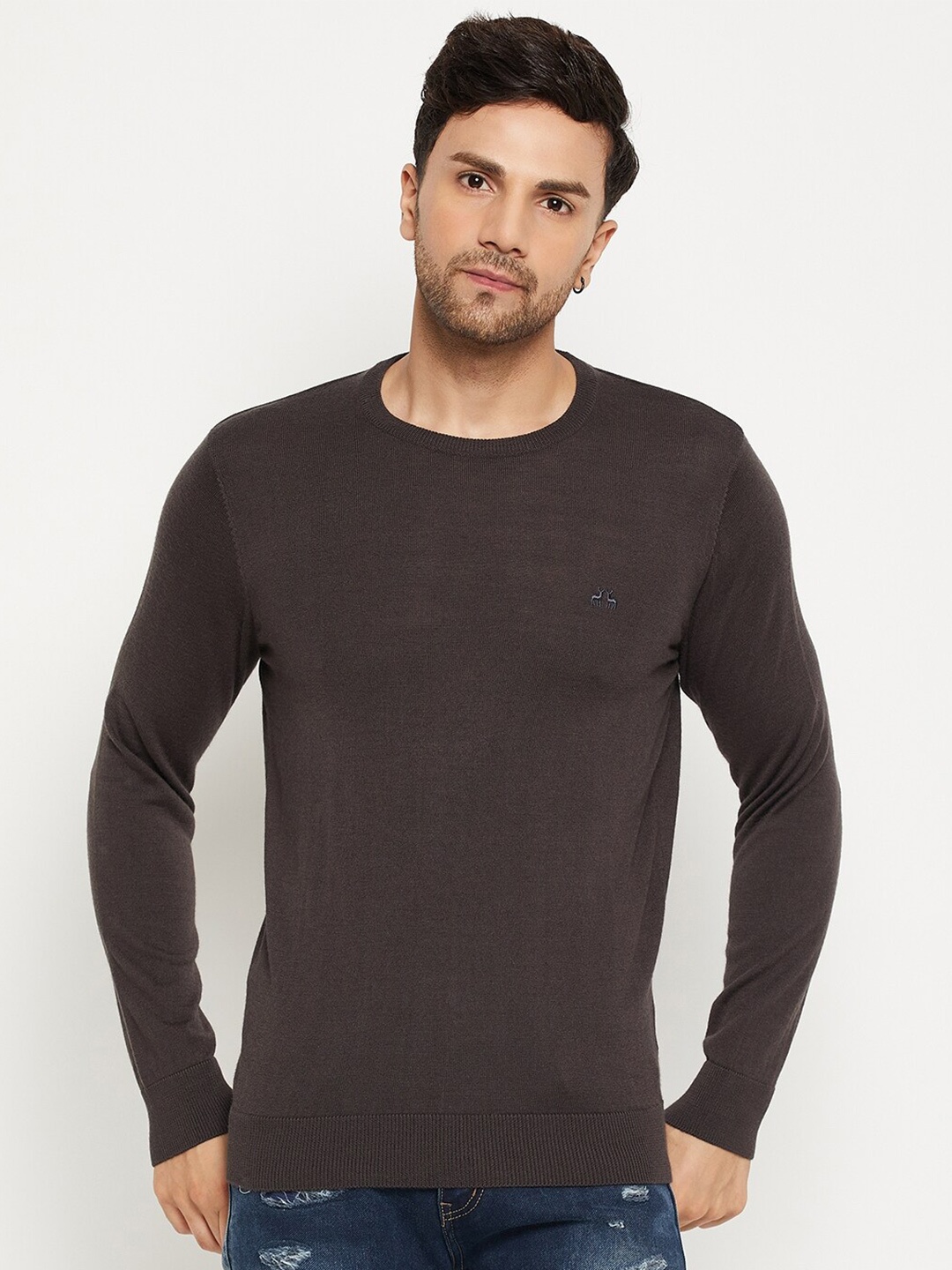 

98 Degree North Round Neck Woollen Pullover Sweater, Grey
