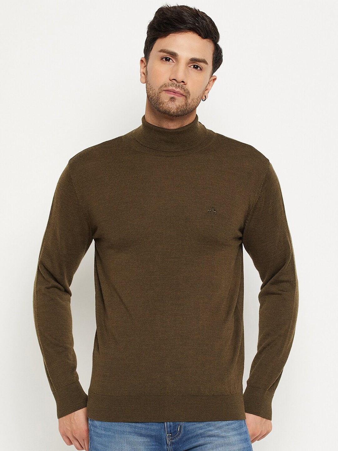 

98 Degree North High Neck Woollen Pullover, Olive