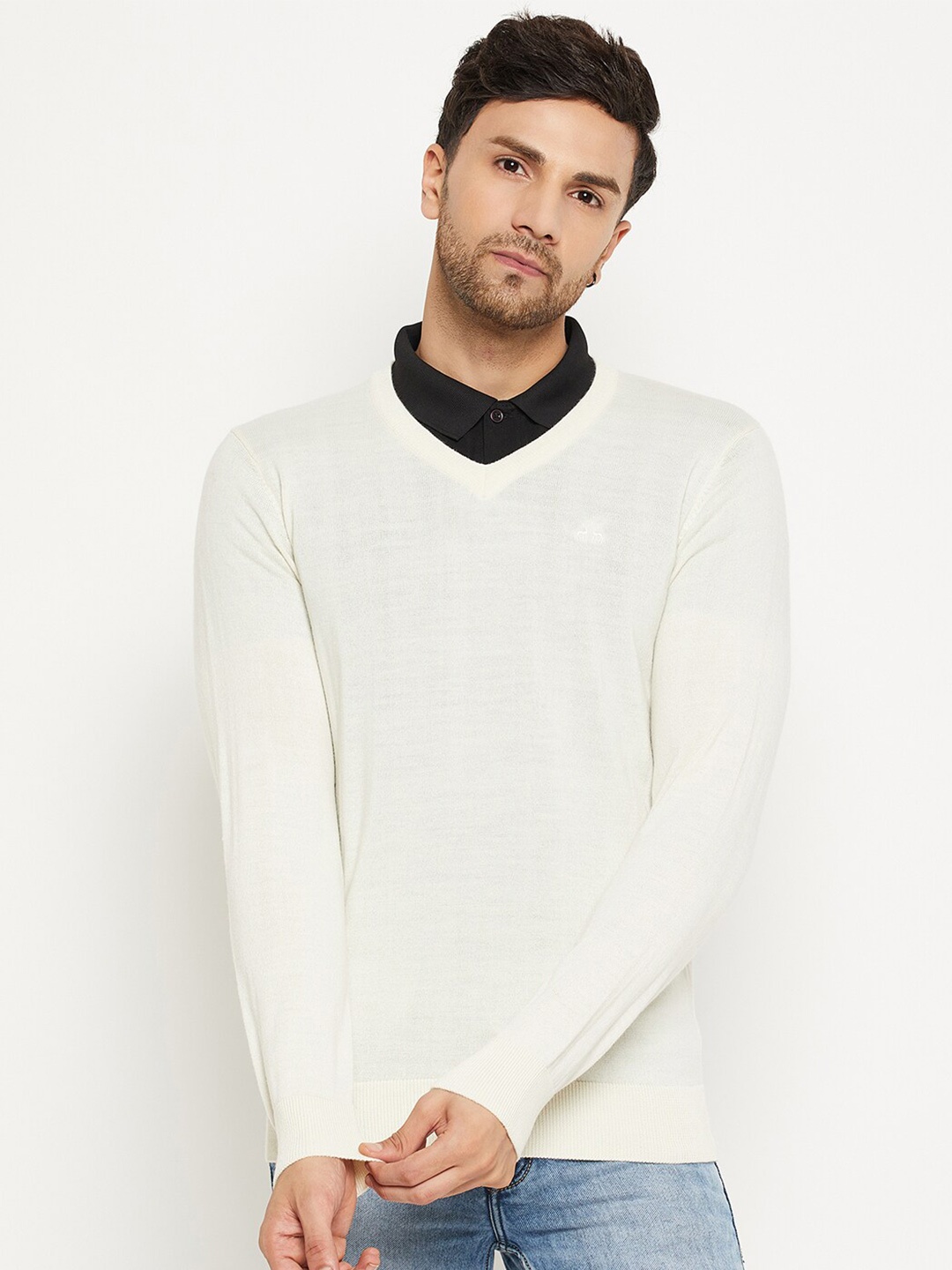 

98 Degree North V-Neck Woollen Pullover, Off white