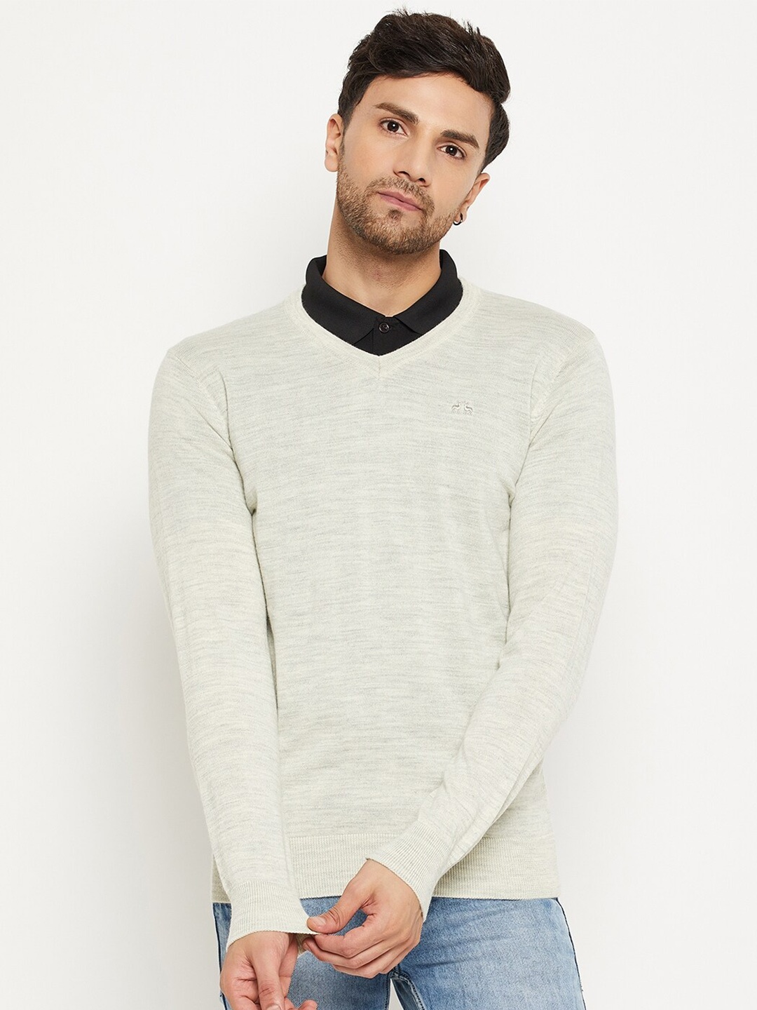 

98 Degree North V-Neck Woollen Pullover, Cream