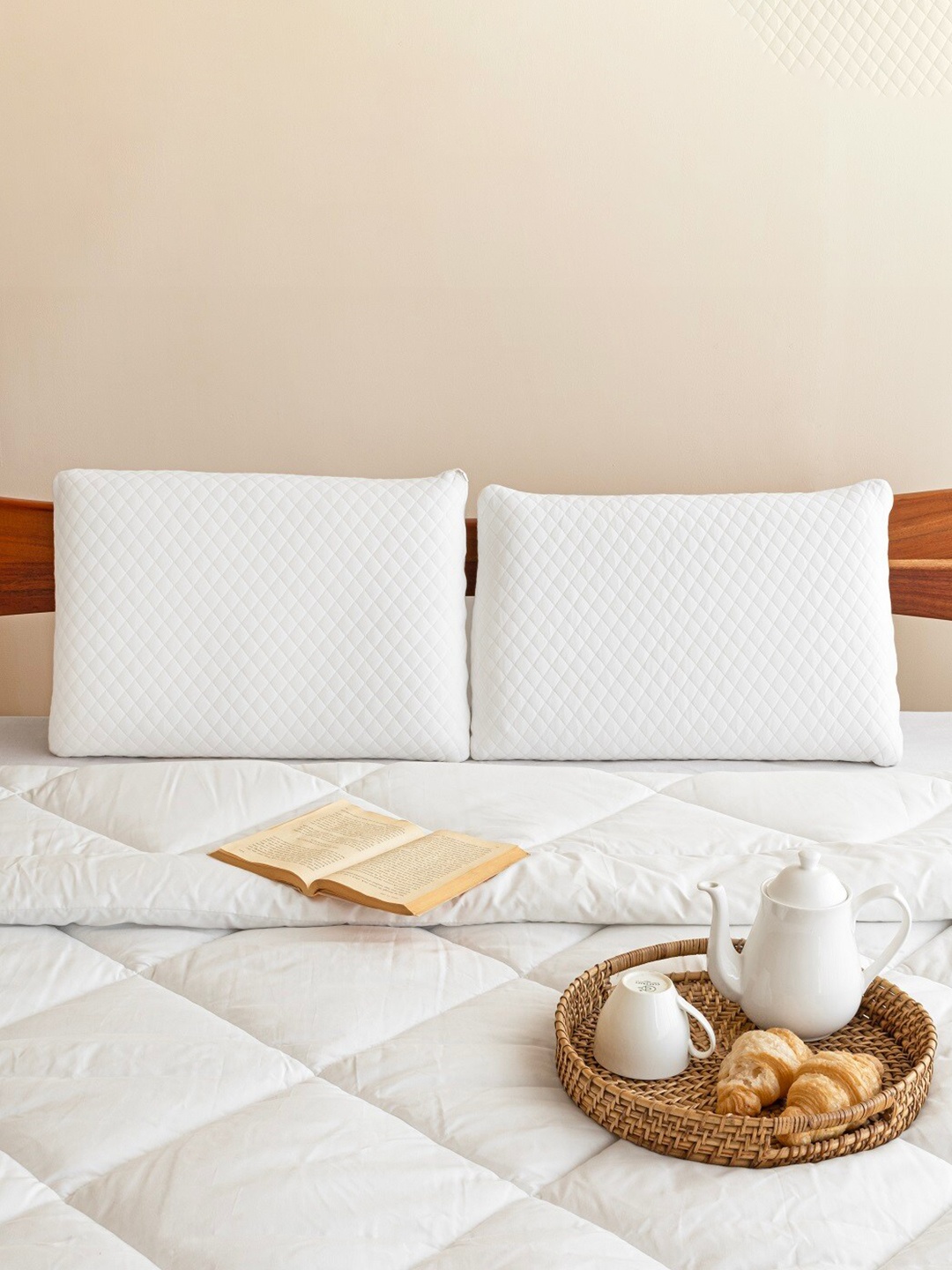 

HOMEMONDE White Memory Foam Soft Cotton Sleep Pillow