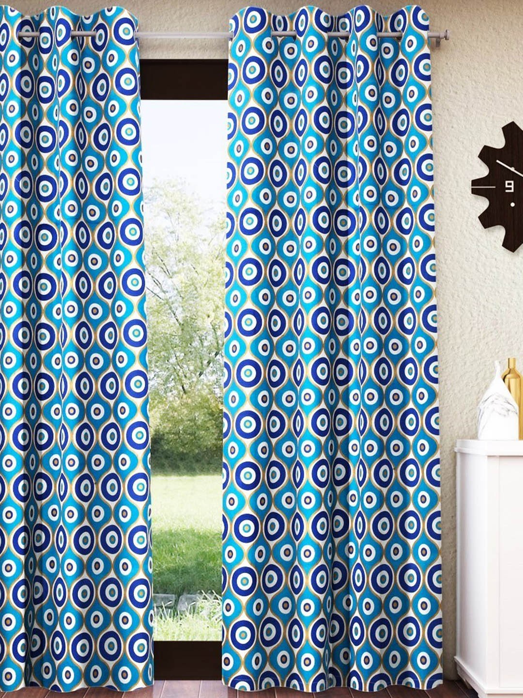 

Home Sizzler Blue & White Ethnic Motifs Room Darkening Cotton Window Curtain