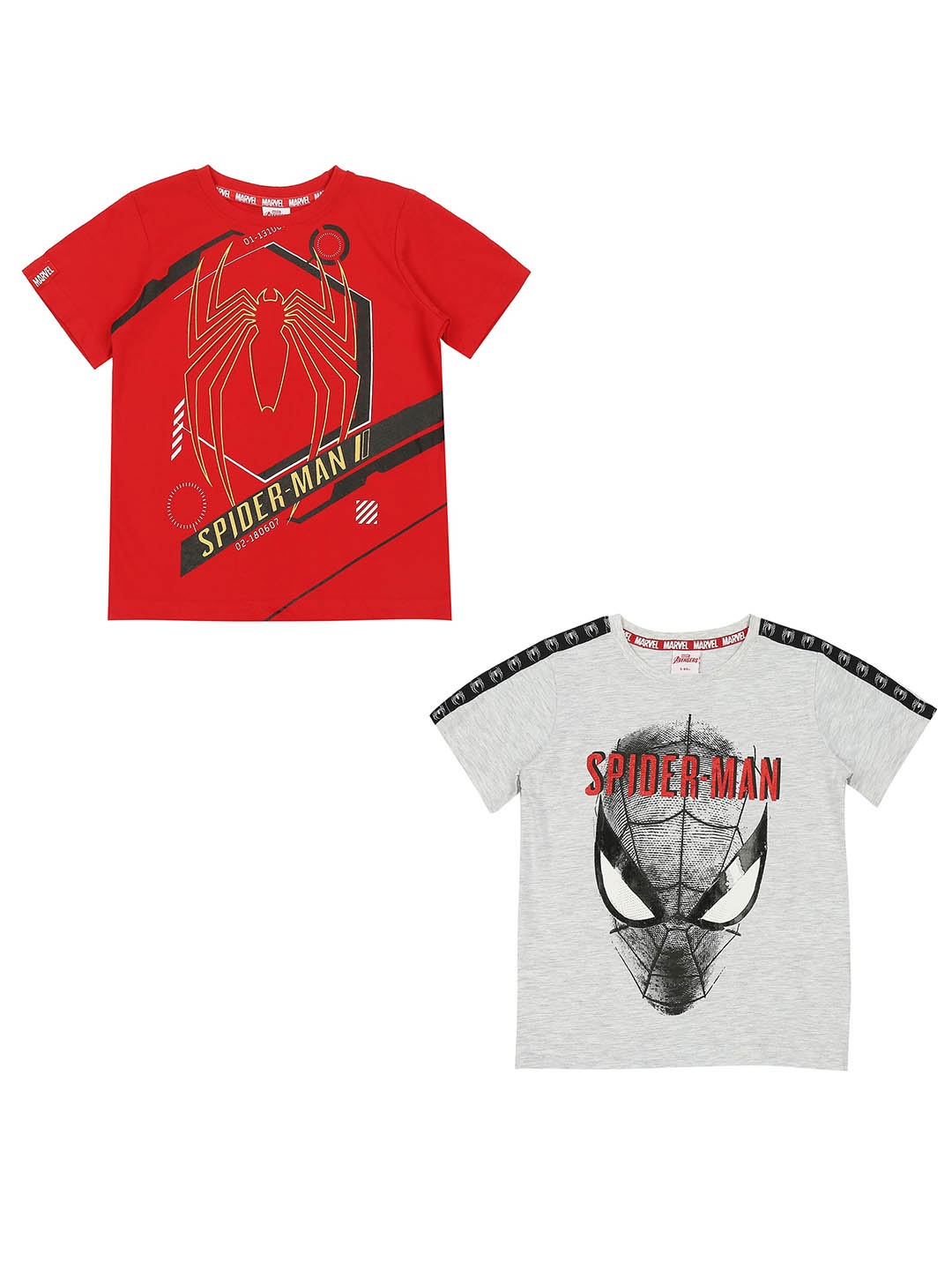 

Marvel Boys Pack Of 2 Spider-Man Printed Pure Cotton T-shirts, Grey