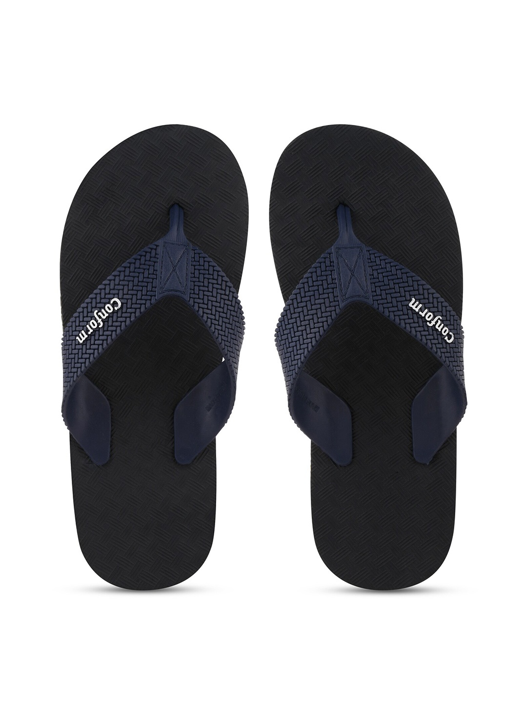 

BEONZA Men Textured Thong Flip-Flops, Navy blue