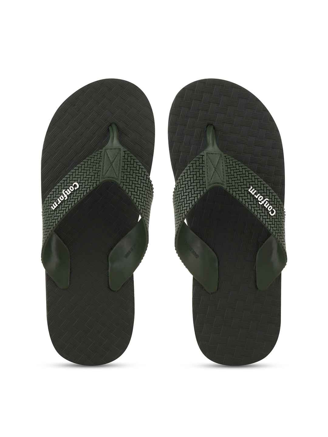

BEONZA Men Textured Thong Flip-Flops, Green