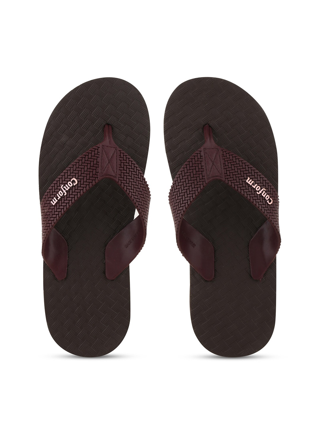 

BEONZA Men Textured Thong Flip-Flops, Brown