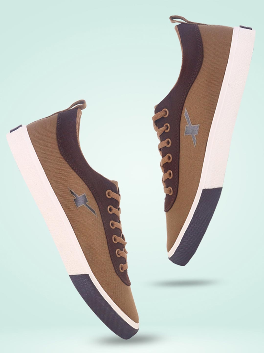 

Sparx Men Contrast Sole Lace-Up Sneakers, Camel brown