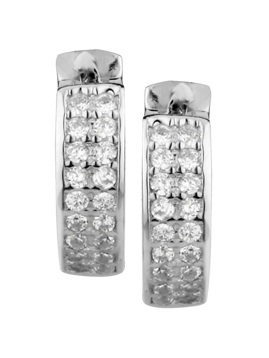 

Abhooshan Silver-Plated Contemporary Hoop Earrings