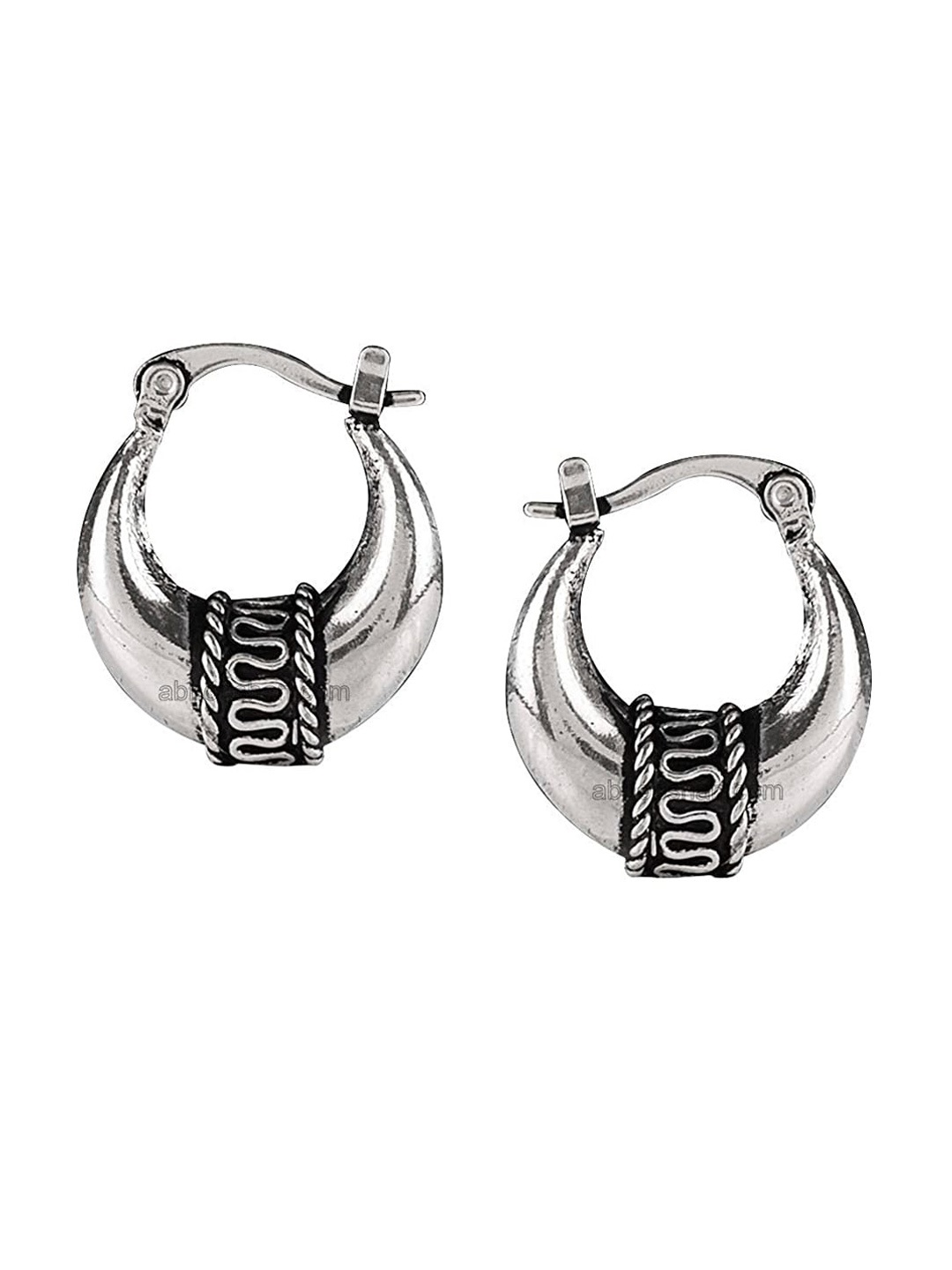 

Abhooshan Silver-Plated Contemporary Hoop Earrings