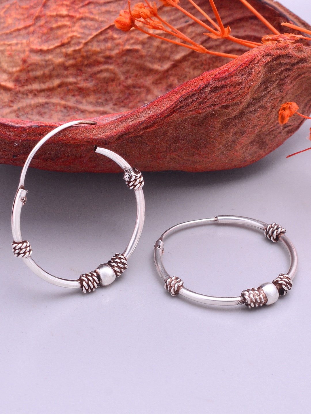 

Abhooshan 92.5 Sterling Silver Contemporary Hoop Earrings