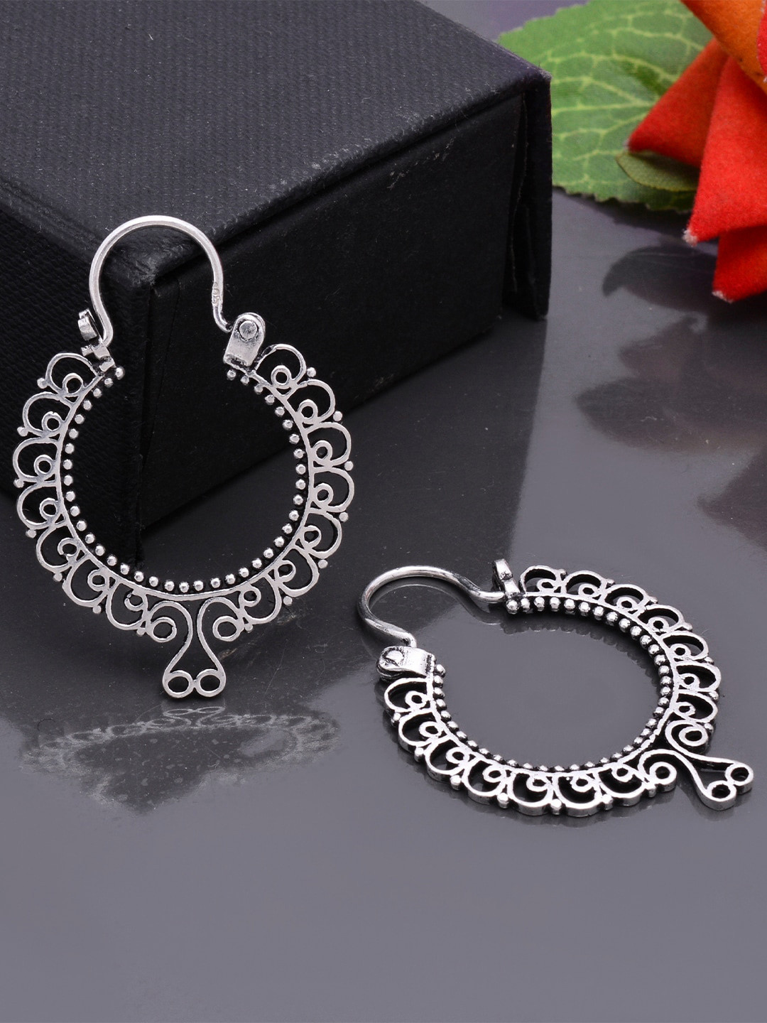 

Abhooshan Pure 92.5 Sterling Silver Hoop Earrings