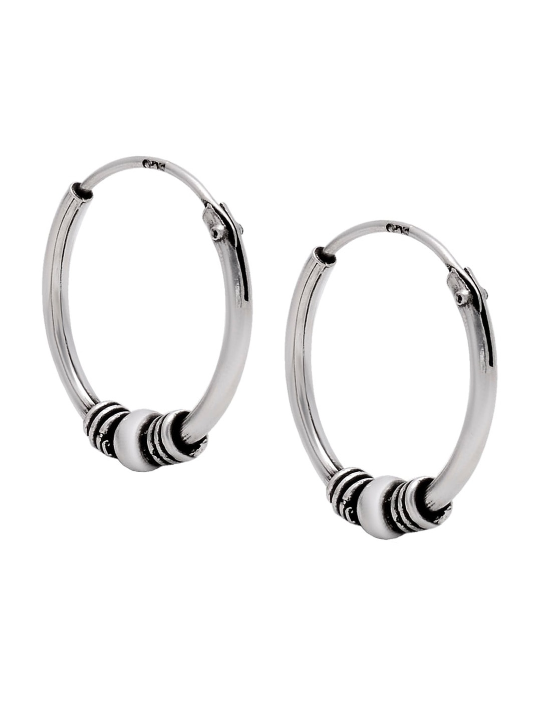 

Abhooshan Pure 92.5 Sterling Silver Oxidised Hoop Earrings