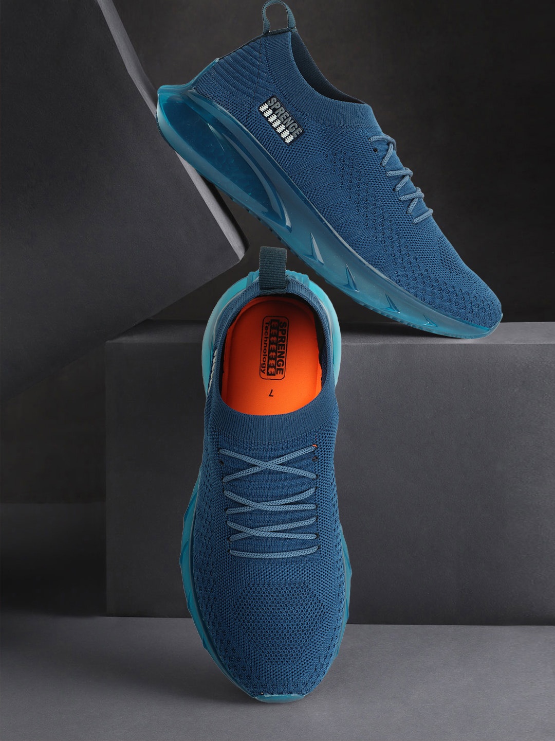 

SPRENGE Men Textured Lightweight Textile Comfort Insole Sneakers, Teal