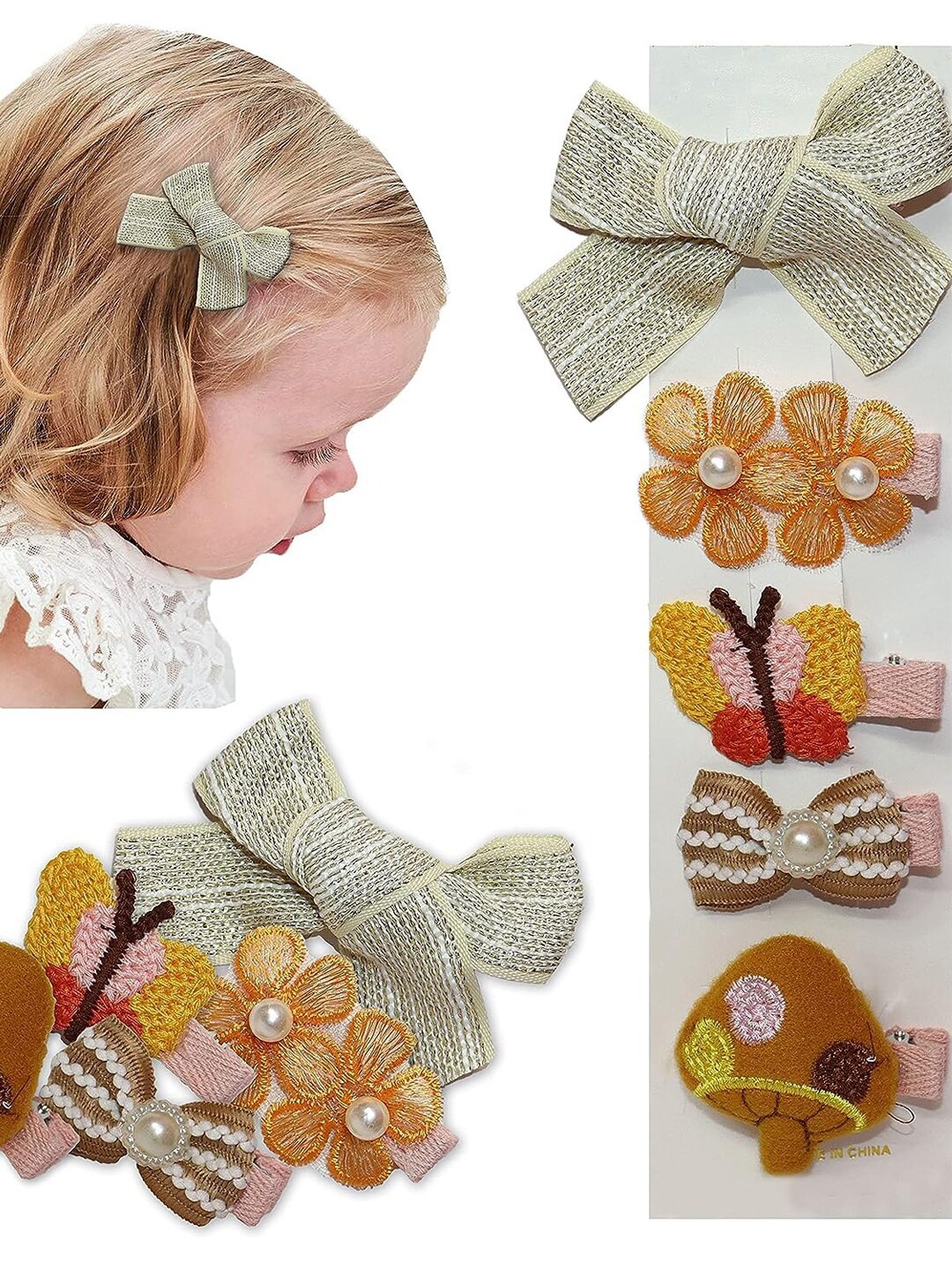 

VAGHBHATT Girls Set Of 5 Alligator Hair Clips, Yellow