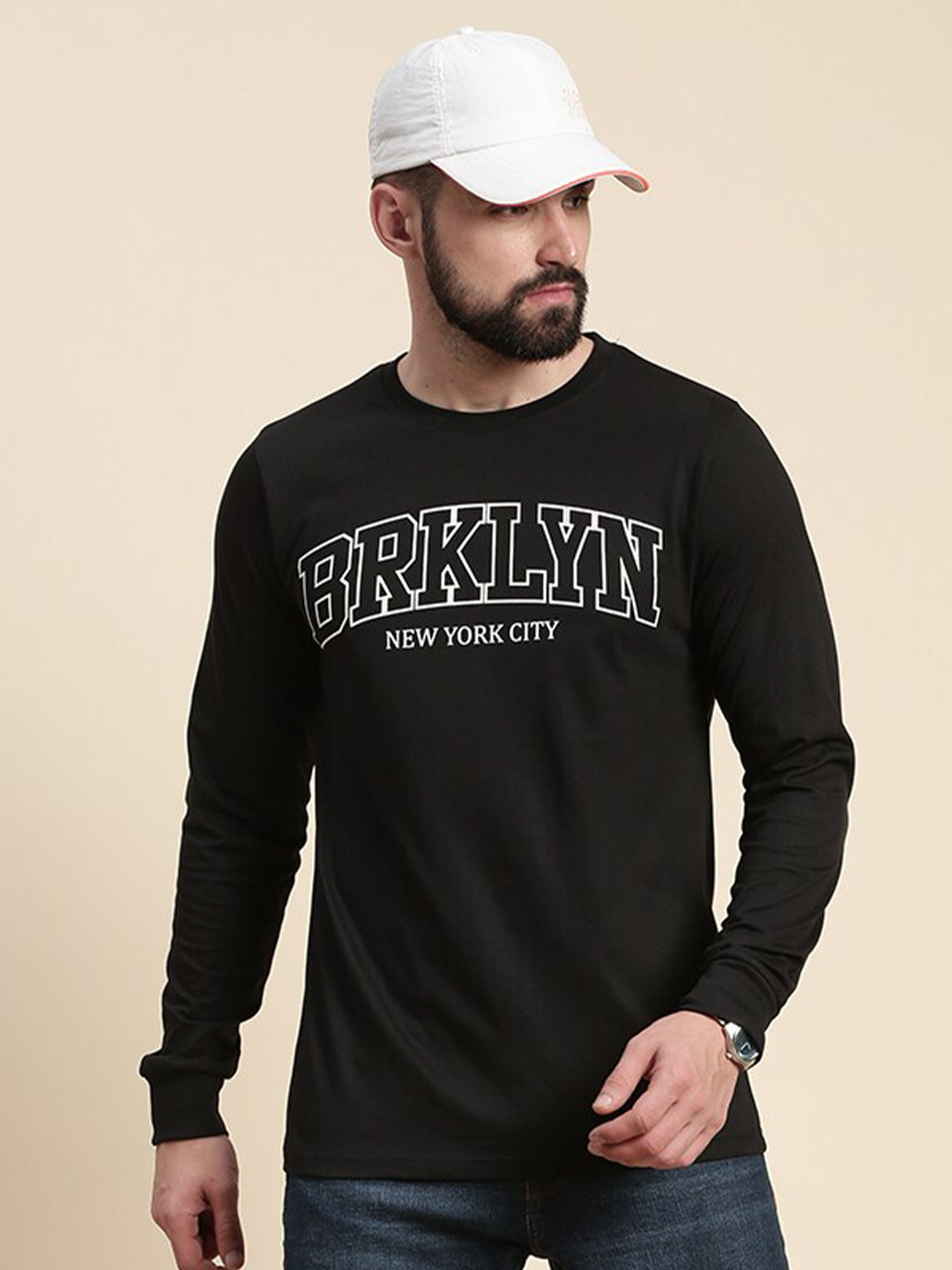 

DILLINGER Typography Printed Round Neck Cotton Regular T-shirt, Black