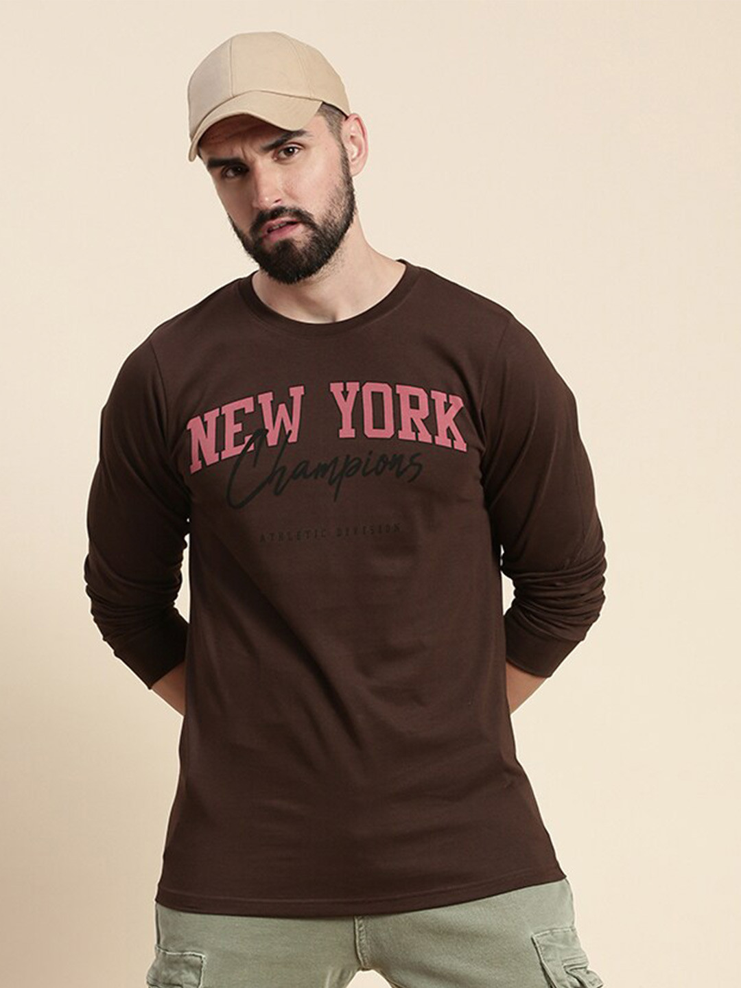 

DILLINGER Typography Printed Cotton T-shirt, Brown