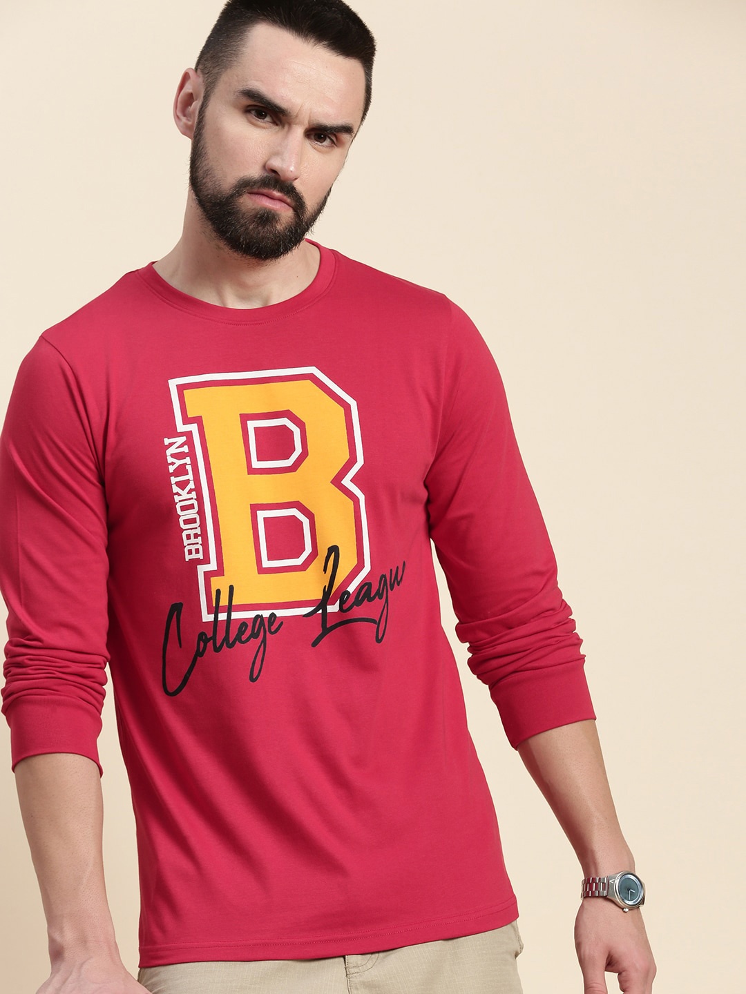 

DILLINGER Typography Printed Cotton T-shirt, Red