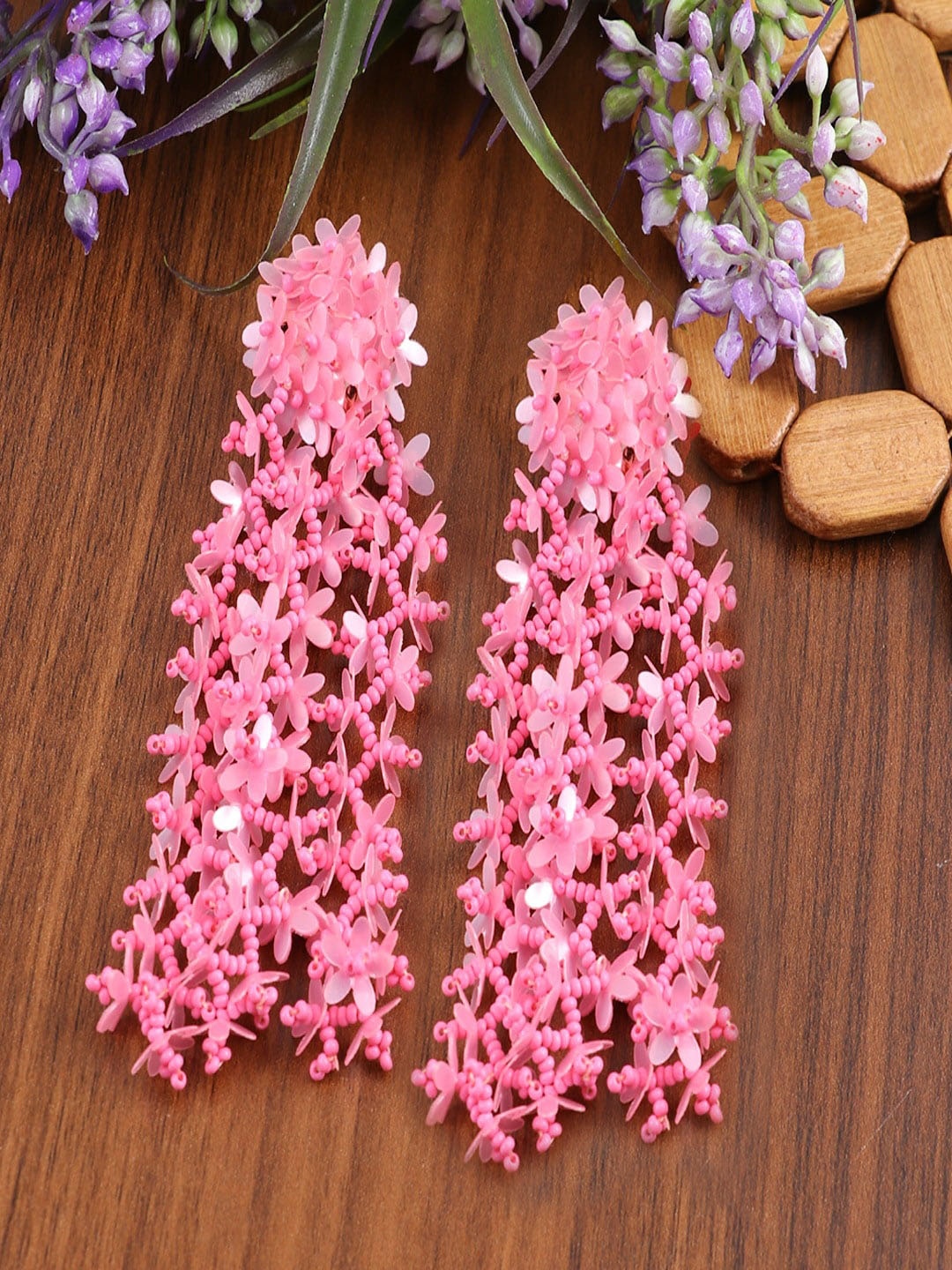 

UNIVERSITY TRENDZ Beaded Classic Drop Earrings, Pink