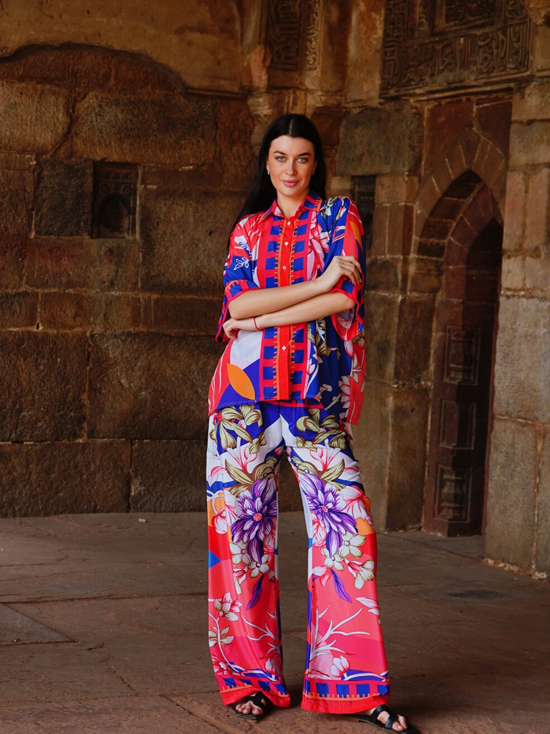 

Rajoria Instyle Printed Shirt With Palazzo, Pink