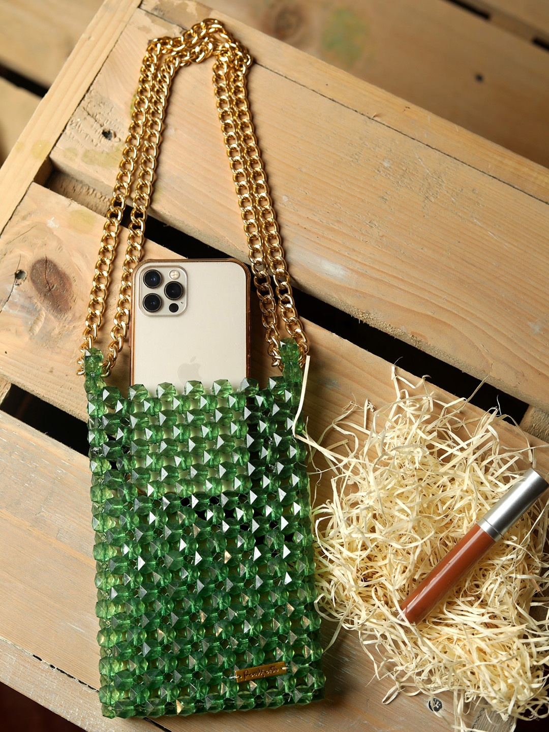 

Pearlfiesta Oversized Structured Tote Bag with Tasselled, Green
