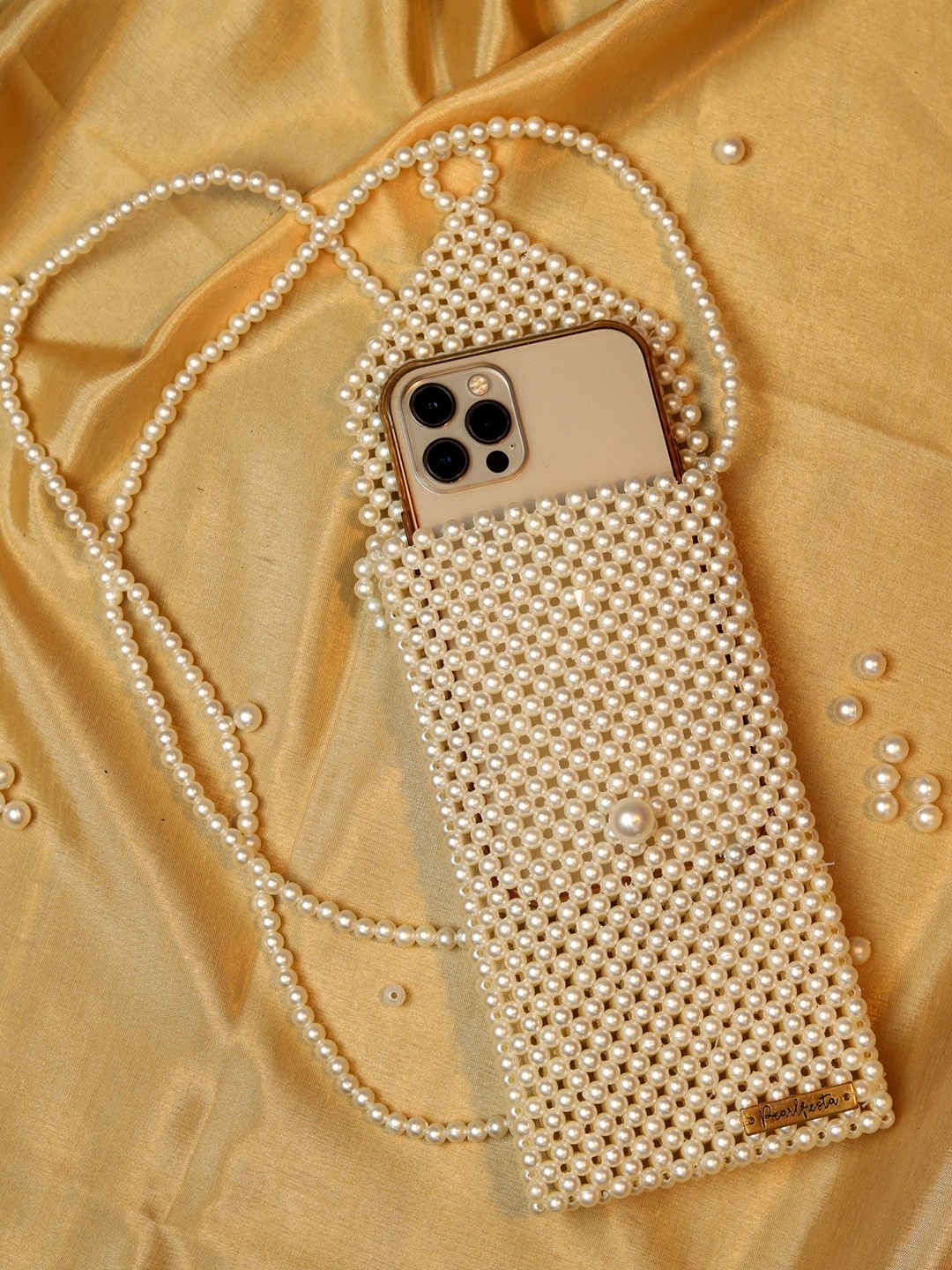 

Pearlfiesta Embellished Shopper Sling Bag, Cream