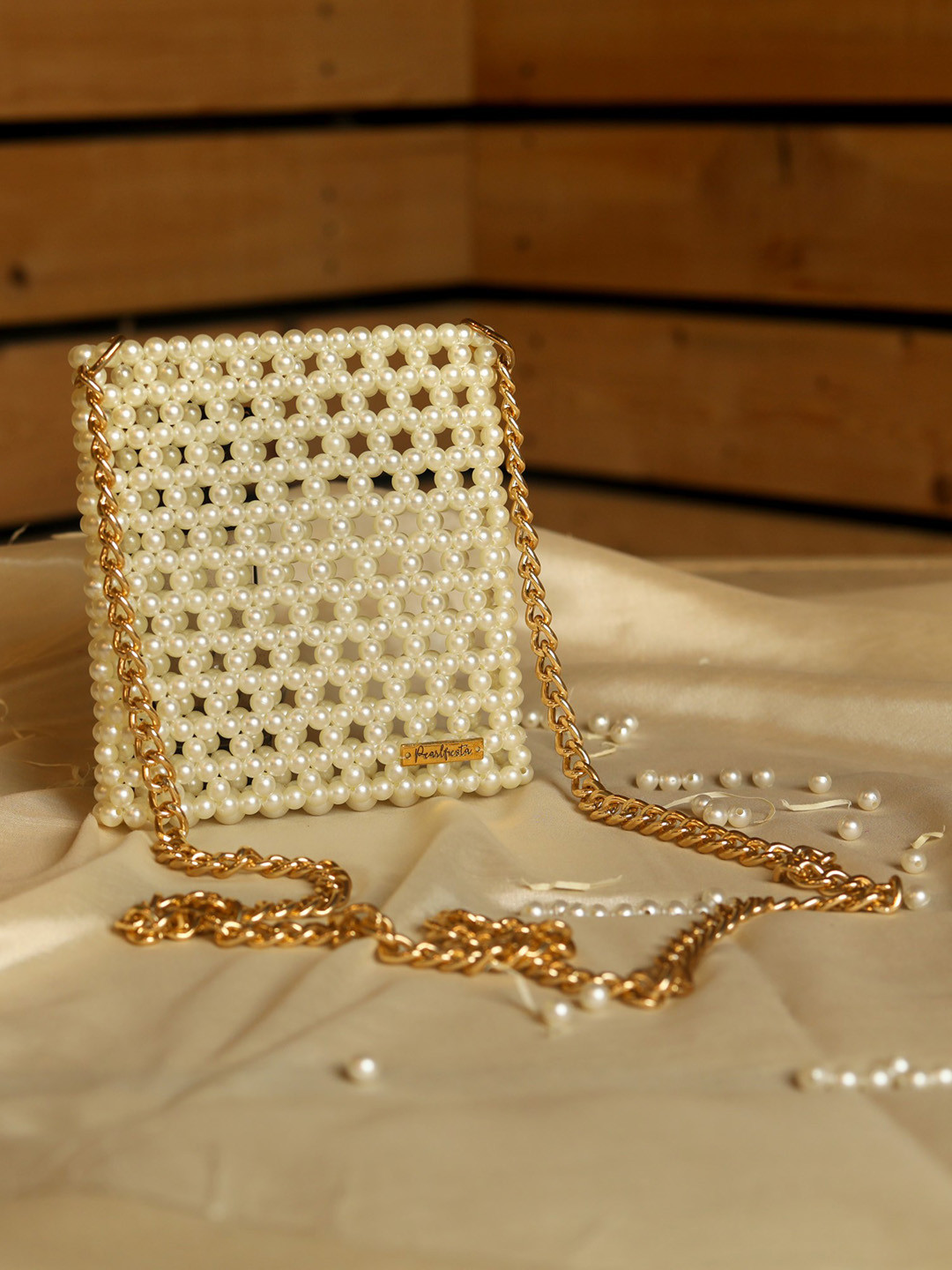 

Pearlfiesta Embellished Pearl Beaded Sling Bag, Cream