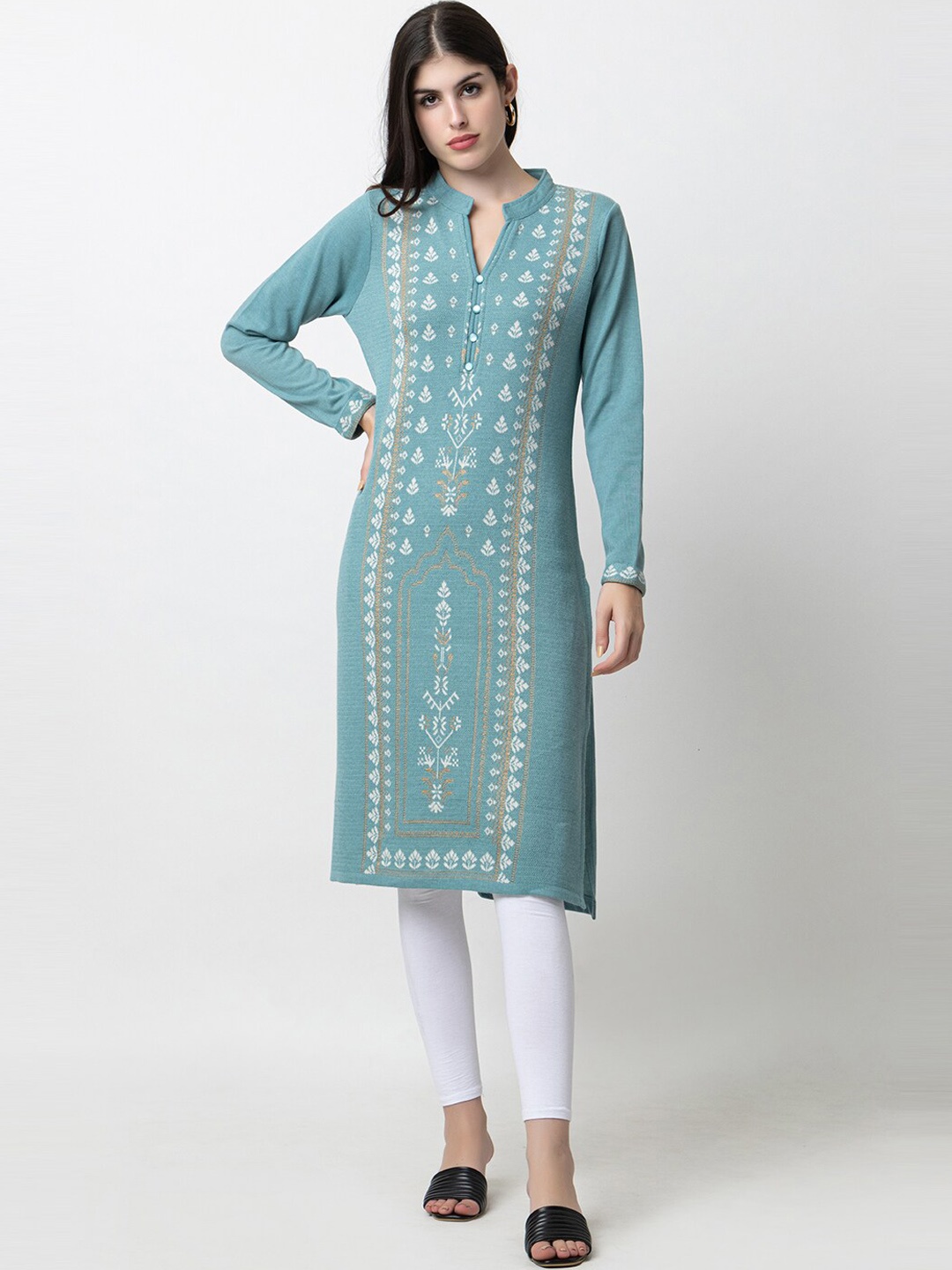 

KEIKO Ethnic Motifs Woven Design Kurta, Blue