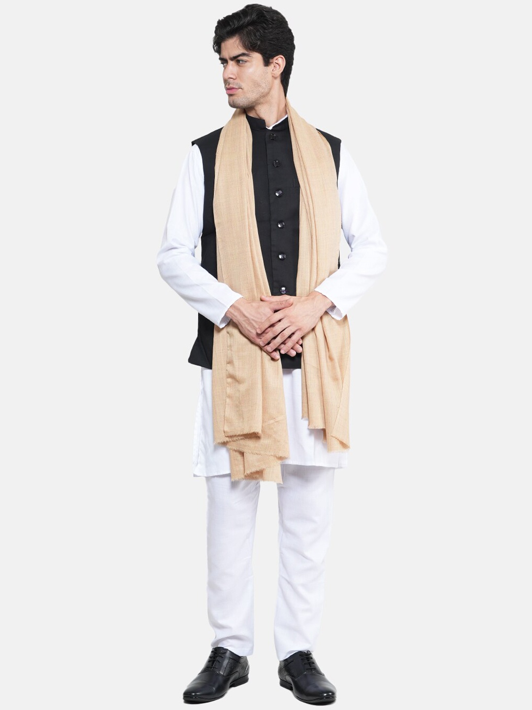 

MUFFLY Men Woollen Shawl, Beige