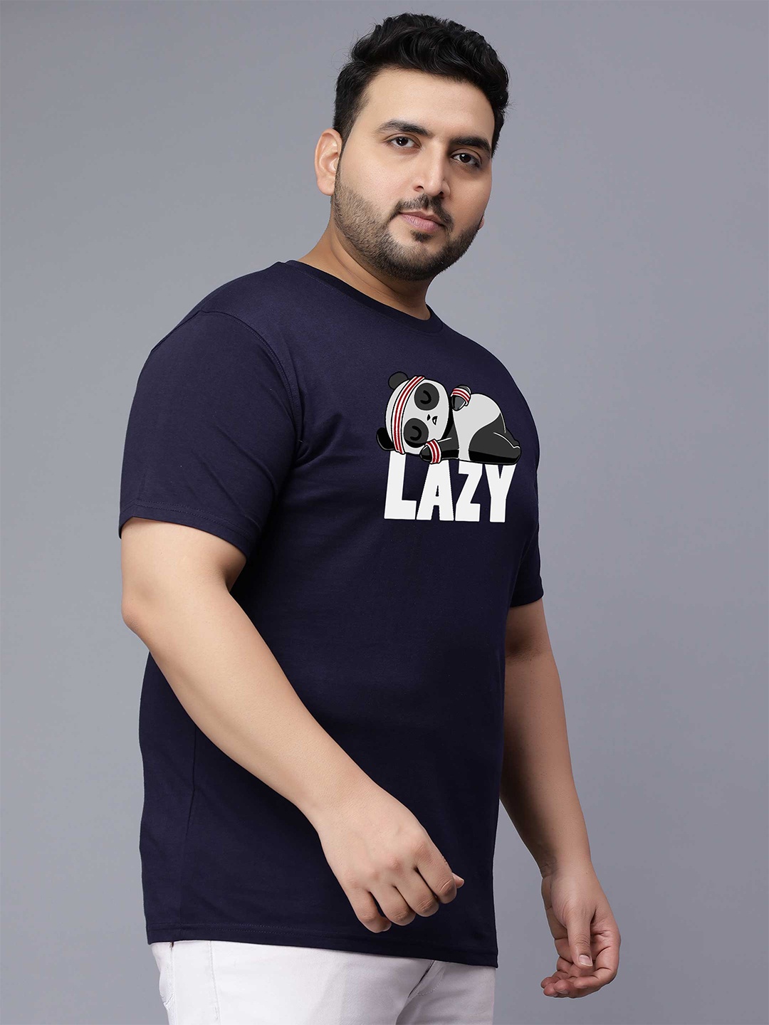 

Toodle Unisex Plus Size Printed Cotton T-shirt, Navy blue