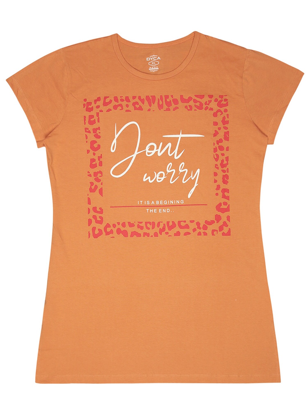 

DYCA Typography Printed Cotton T-shirt, Brown