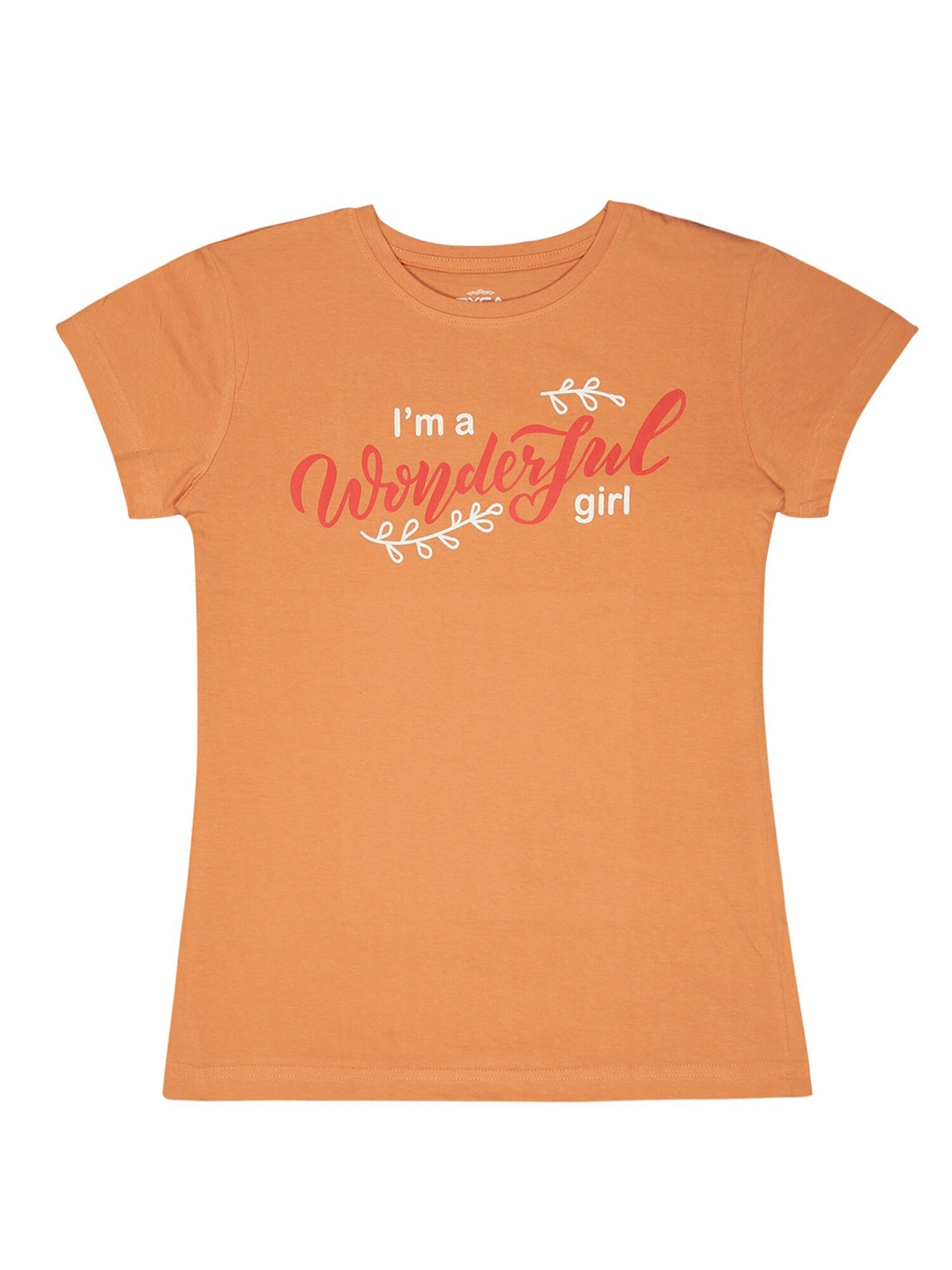 

DYCA Girls Typography Printed Round Neck Cotton T-shirt, Brown