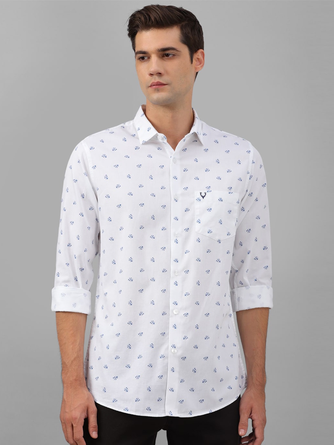 

Allen Solly Slim Fit Opaque Conversational Printed Pure Cotton Casual Shirt, White
