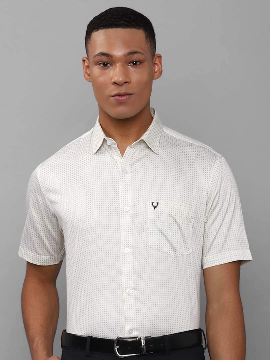 

Allen Solly Slim Fit Micro Ditsy Printed Pure Cotton Formal Shirt, Cream