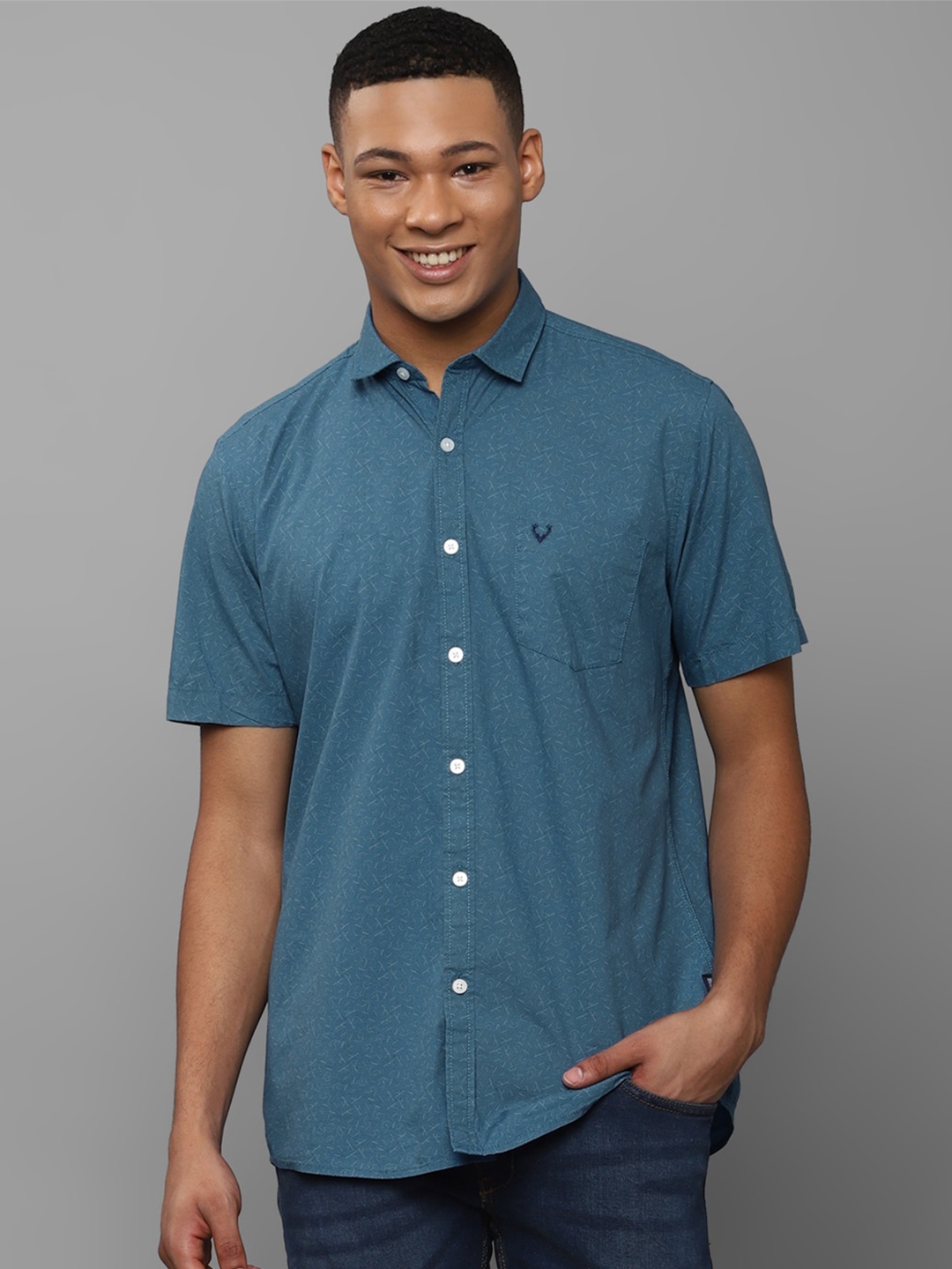 

Allen Solly Micro Ditsy Opaque Printed Pure Cotton Casual Shirt, Blue