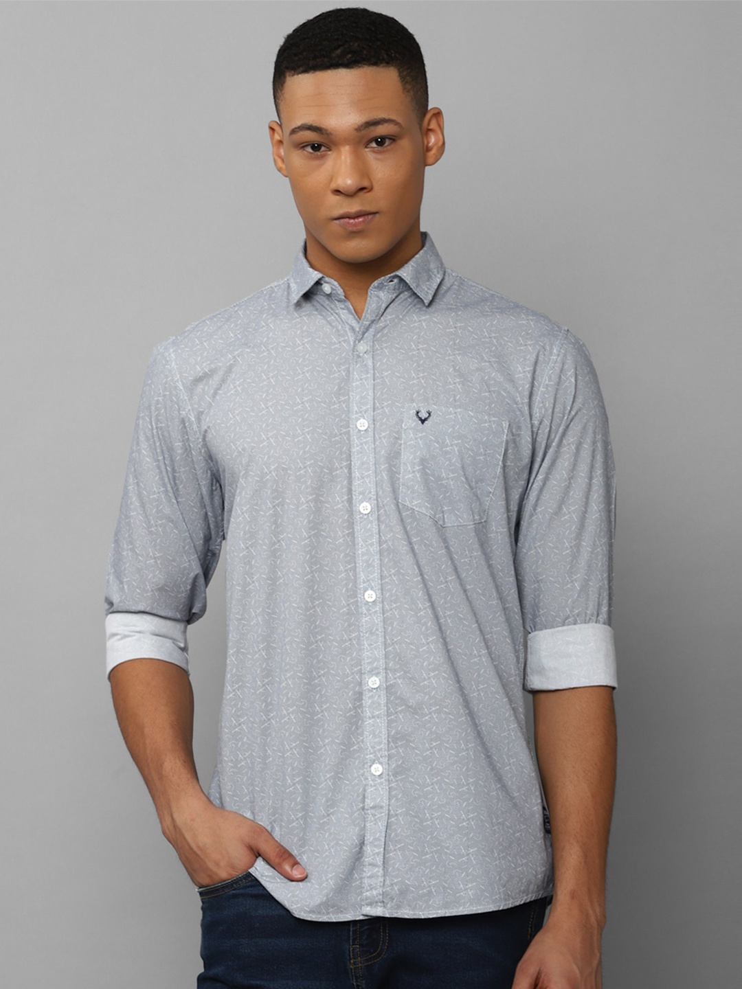 

Allen Solly Abstract Printed Cotton Casual Shirt, Grey