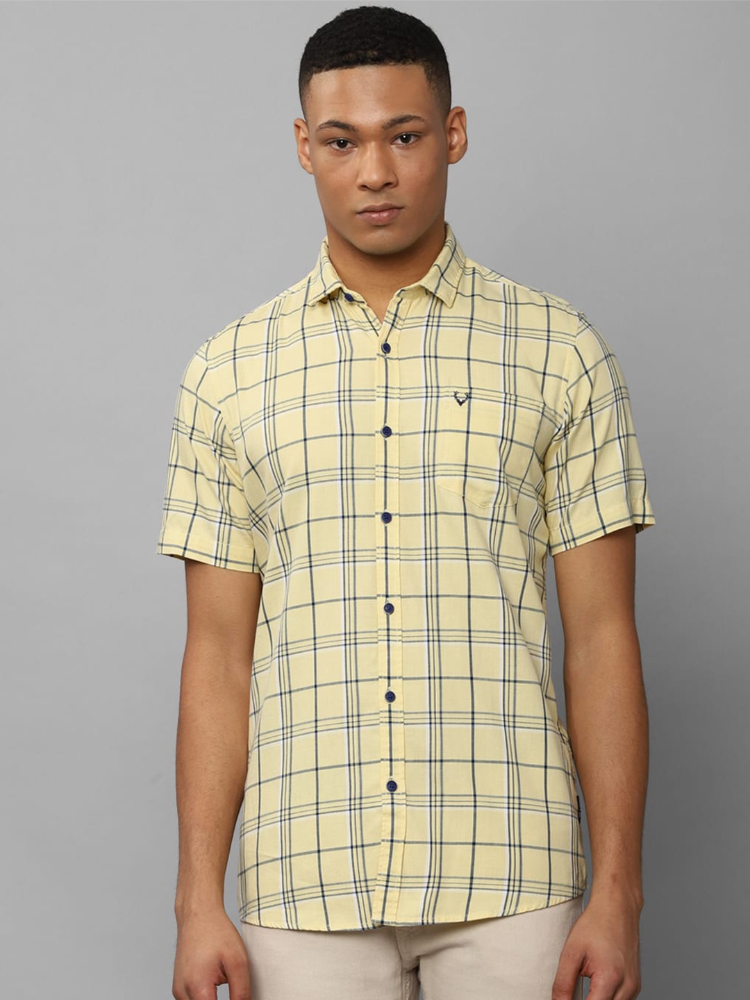 

Allen Solly Custom Fit Tartan Checked Pure Cotton Casual Shirt, Yellow